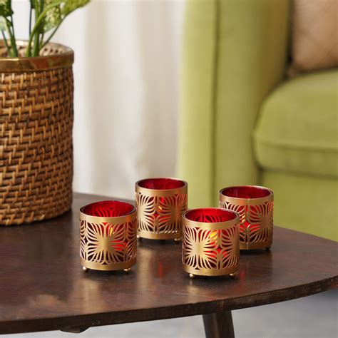 Floral Cutwork Design Votive Candle Holder Set of 4 – HOME 360