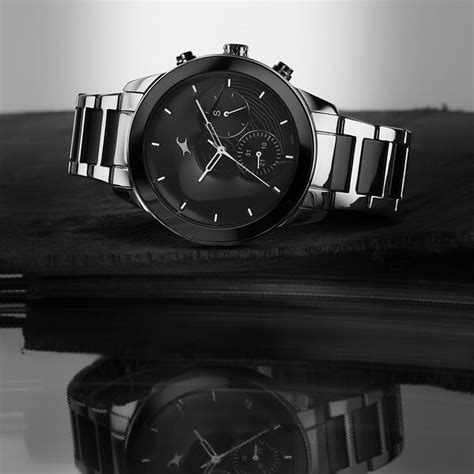Buy Online Fastrack Cerame Quartz Multifunction Black Dial Steel ...