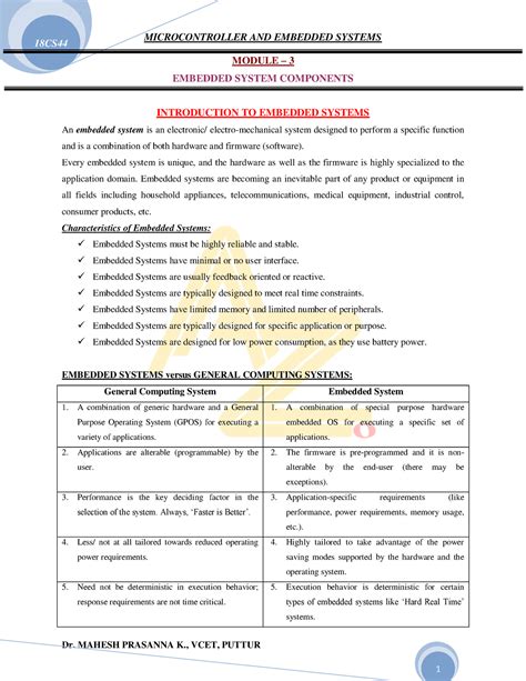 MES Mod3 micontroller embedded systems - Dr. MAHESH PRASANNA K., VCET ...