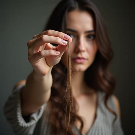 A Woman Holds a Single Strand of Hair | Stable Diffusion Online