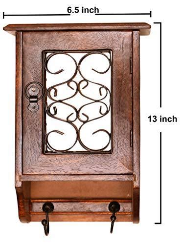 JaipurCrafts Handcrafted Wooden Box Ring Hanger Hooks Safe Key Holder ...
