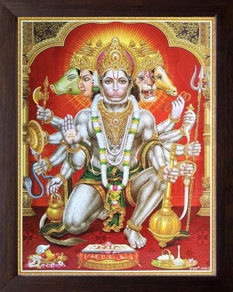 Panchmukhi Lord Hanuman, Bajrangbali, Ram Sita Blessing HD Printed ...