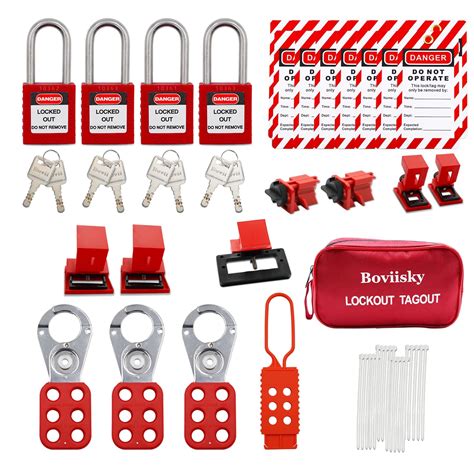 Buy Boviisky Lockout Tagout Kit with Red Safety Padlocks, Hasps Set ...