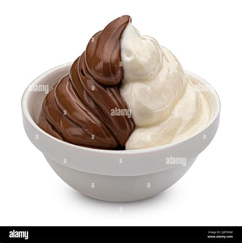 Chocolate vanilla cream swirl isolated on white background Stock Photo ...