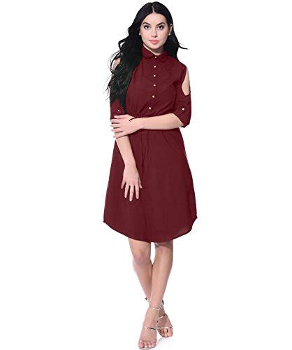 Buy Uptownie Lite Women Maroon High Neck Buttoned Ruffle Midi Dress ...