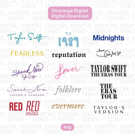 SVG ERAS Taylor Swift Album Logo Full Collection Digita - Etsy