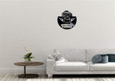 Buy Clock Monster Trucks Vinyl Record Clock Car Wall Clock Monster ...