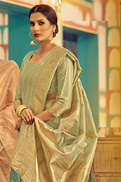 OLIVE GREEN KASAB WORK BANARASI ART SILK SAREE – SHANGRILA DESIGNER