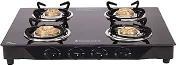 Wonderchef Glory 4 Burner Glass Cooktop, Black 8mm Toughened Glass With ...