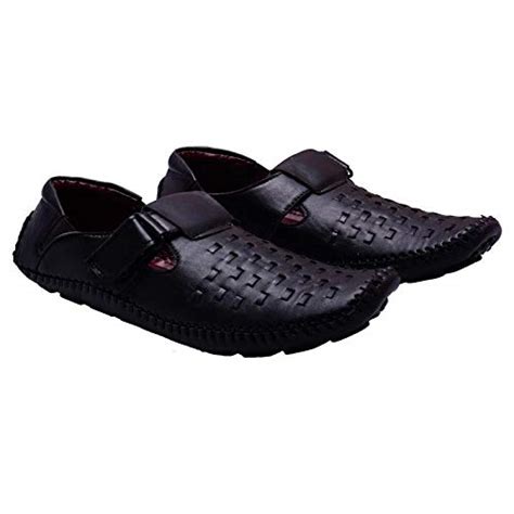 Buy Smiley India Men's Black Leather Sandals at Amazon.in