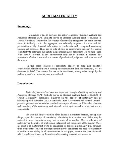 Image result for Materiality Audit