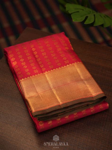 Crimson Red Kanjivaram Silk Saree – Snehalayaa Silks