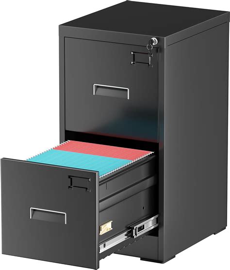 Amazon.com: INTERGREAT 2 Drawer Filing Cabinet, Metal Black File ...
