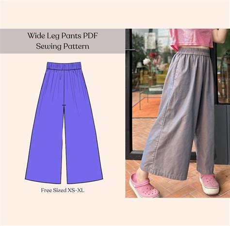 Wide Leg Pants Sewing Pattern Pants Pattern High Elastic - Etsy