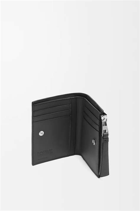 Puzzle slim compact wallet in classic calfskin Black - LOEWE