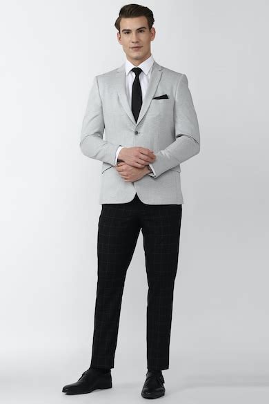 Buy Men Grey Solid Slim Fit Casual Blazer Online - 737823 | Van Heusen