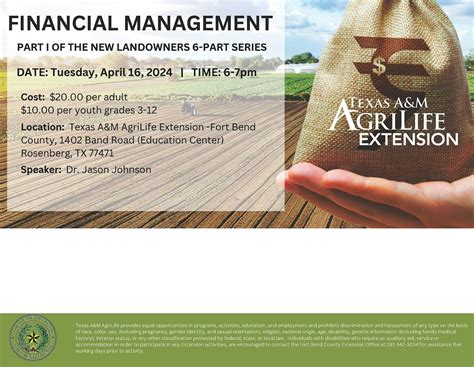 Financial Management: Part I of the New Landowner 6-part Series, Fort ...