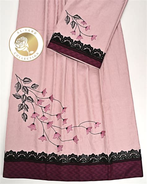 Dusty Pink With Smart Machine Floral Embroidery & Smart Lace – AL-Vard ...