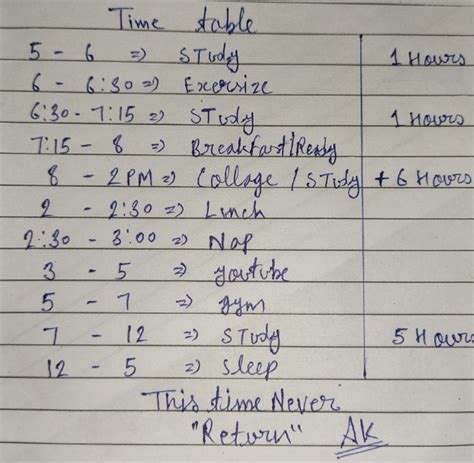 Image result for Routine Target Time Table