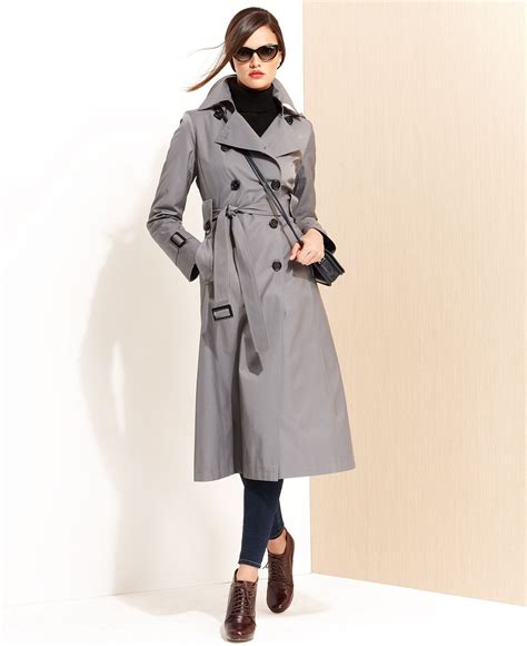 DKNY Coat, Hooded Long Trench Raincoat - Macy's | Coats for women ...