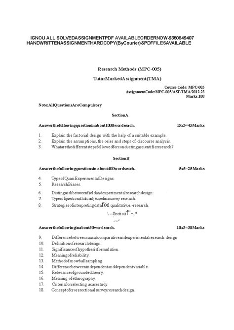MPC 5 EM 2022 23 - This is the mandatory to submit. - IGNOU ALL ...
