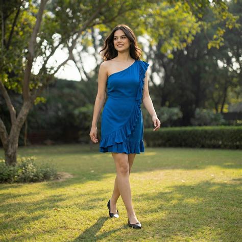 Blue One-Shoulder Dress