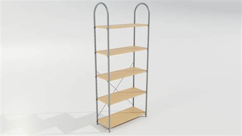 Wood-Metal Shelf 3D Model by 3Dmae