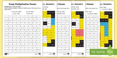 😊 KS1 Emoji Multiplication Mosaics Differentiated Worksheet / Worksheets
