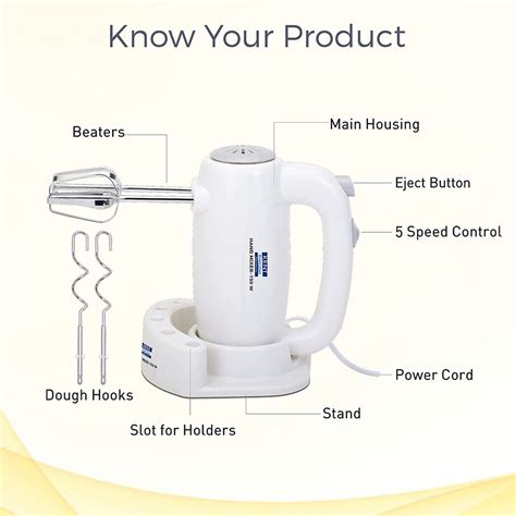 Buy KENT 150 Watt 5 Speed Hand Blender with 4 Attachments (Overload ...