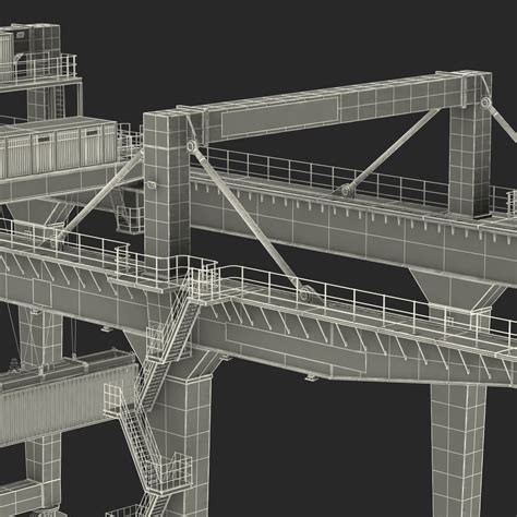 Rail Mounted Gantry Container Crane Blue and 40 ft ISO Container 3D ...