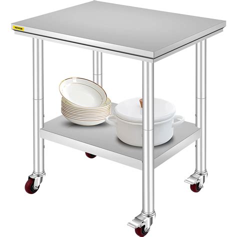 Stainless Steel Work Table with Wheels 24 x 30 Prep Table with casters ...