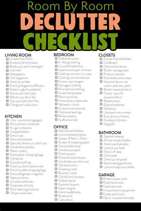 Declutter Home Checklist 的图像结果