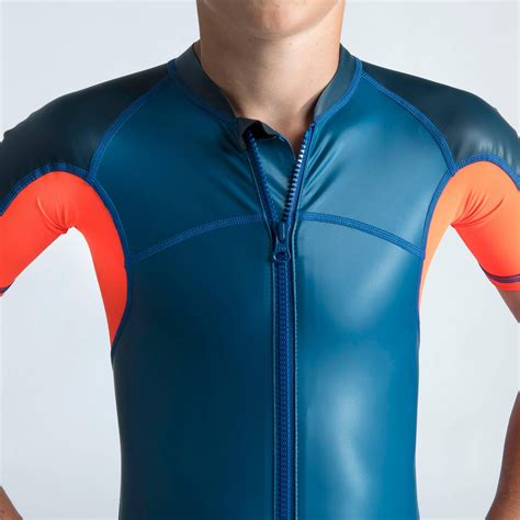 Boy Swimming Suit Shorty 100 Kloupi Comfortable & Quick-Dry Blue Red