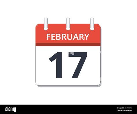 February, 17th calendar icon vector, concept of schedule, business and ...