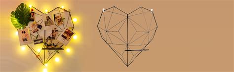 Go Hooked Creative Heart Shape Iron Grid Photo Wall Picture Display ...