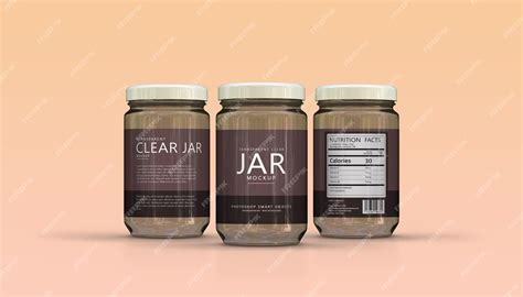 Premium PSD | Clear glass jar full label mockup