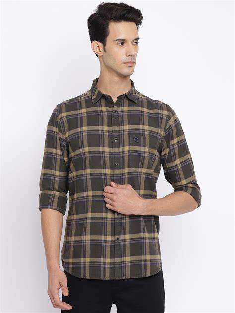 Men's Olive Green Casual Big Checks Full Sleeve Shirt – Cantabil