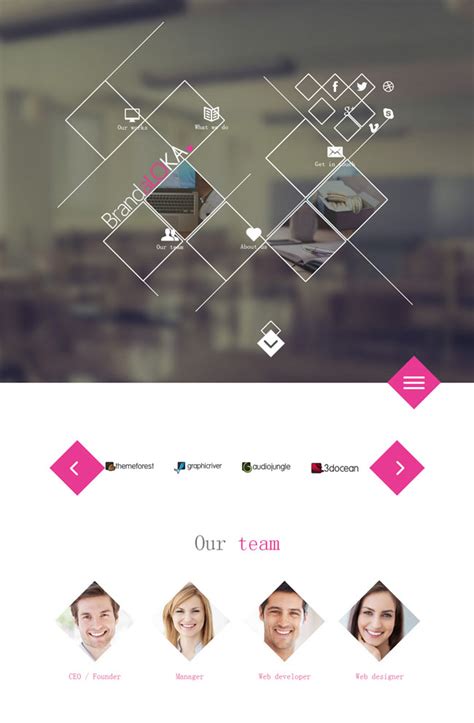 菱形四边形样式网站模板是一款大气时尚风格的CSS设计公司网站模板。_金屋文档