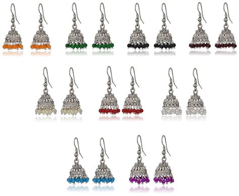Buy Sukkhi Exclusive Multicolor Brass Oxidized Silver Jhumki Earrings ...