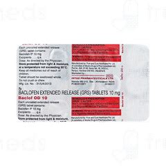 Baclof Od 10 Mg Tablet Er 15 - Uses, Side Effects, Dosage, Price | Truemeds
