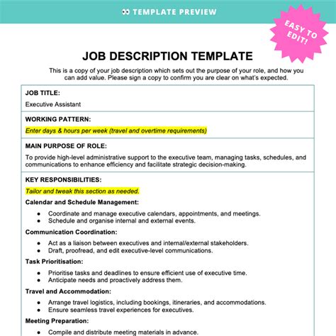 Executive Assistant Job Description Template – Modern HR
