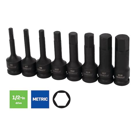 Kobalt 8 -Piece 1/2-in Drive Set Hex Bit Driver Socket Set in the ...