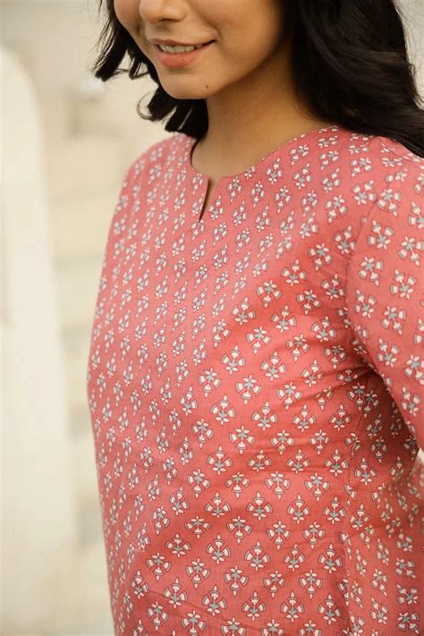 Peach pink printed pure cotton night suit set – Sanskruti Homes