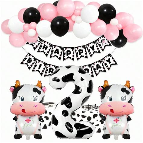 Conjunto de 37 decorações para festa de aniversário de vaca, incluindo ...