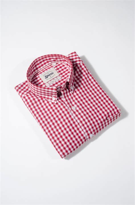 Red Gingham Check Button Down Slim Fit Shirt – Sprezz.in