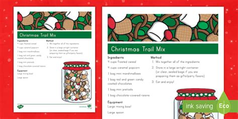 Printable Christmas Trail Mix Recipe for Kids | Twinkl USA
