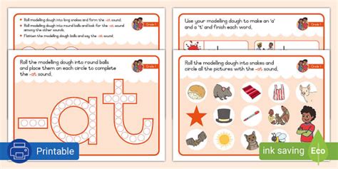 Grade 1 Phonics: -at Modelling Dough Playmats