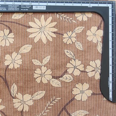Pure Cotton Katha Kalamkari Brown With Flower Jaal Digital Print Fabri ...