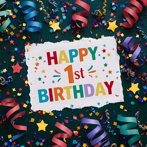 Free Download Colorful Balloons and Confetti Happy 1st Birthday