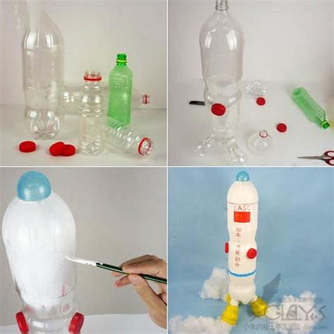 儿童手工废物利用 饮料瓶改造超酷火箭太空船 咿咿呀呀儿童手工网